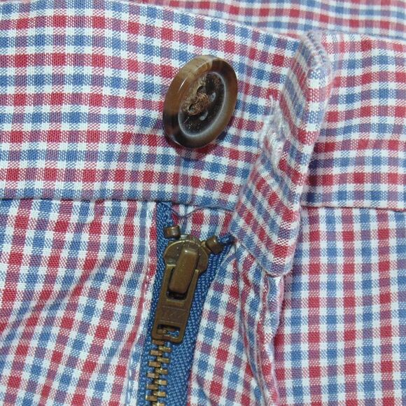 BROOKS BROS Shorts, 38, Blue/red micro plaid, Bermuda/Walking, Zipper, Pockets - Picture 6 of 12